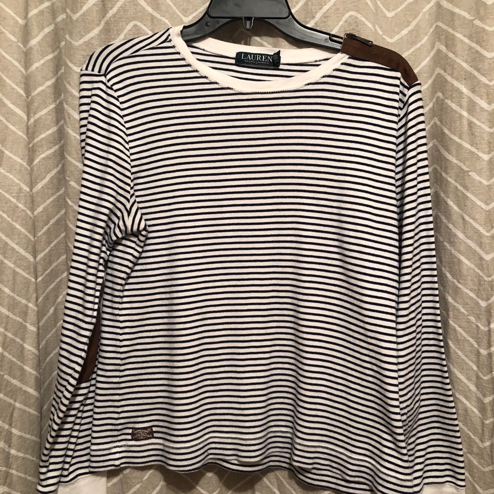 Black striped Ralph Lauren with brown patches